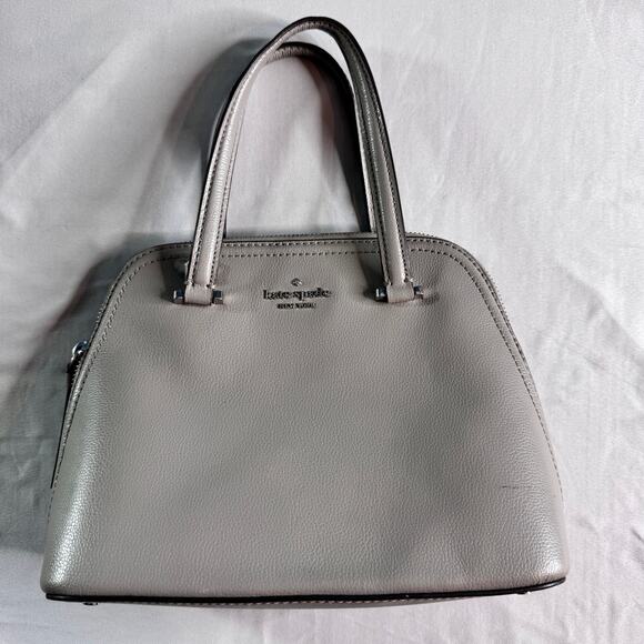 Kate Spade Handbags - Kate Spade New York Gray Dome Satchel Crossbody Bag Pebbled Leather Purse